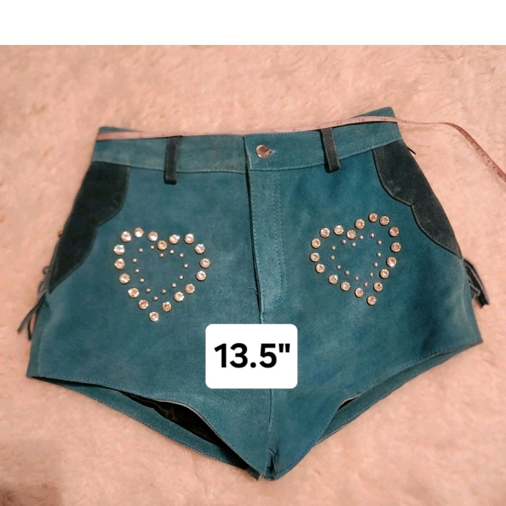 Understated Leather Wanted Suede Fringe Stud Shorts M - Picture 8 of 11